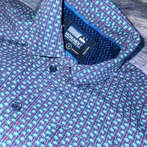 Monument Men's Short Sleeve Button Down Shirt Tropical Palm Tree‎ Print Size S